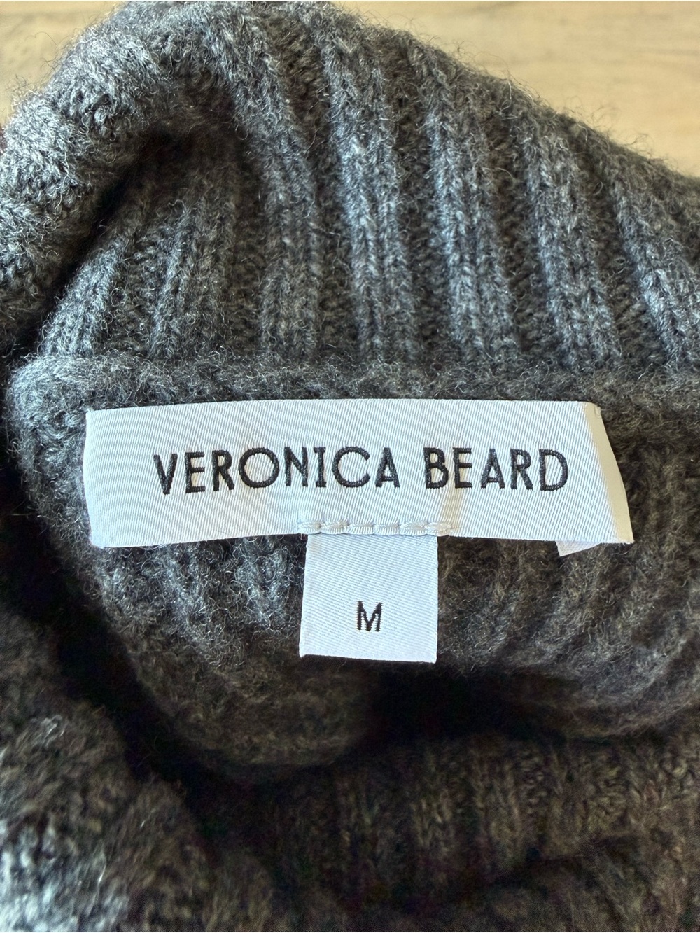 Veronica Beard Grey Matilda Wool Cashmere Ribbed Turtleneck Sweater - Medium - Picture 7 of 8